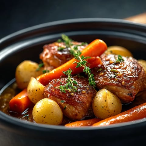 A bowl of meat and vegetables.
