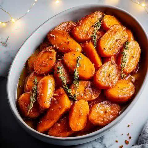 A bowl of carrots with herbs on top.