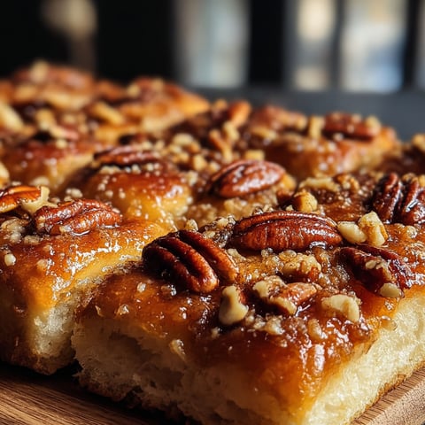A cake with pecans on top.