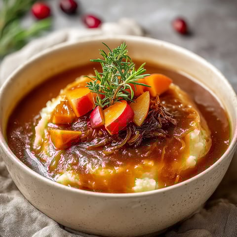 A bowl of soup with a garnish of parsley.