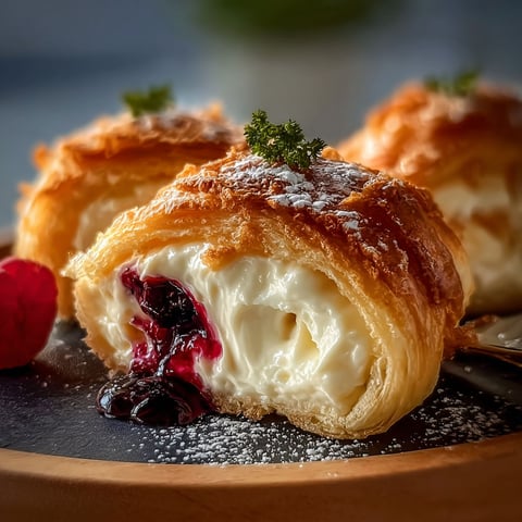 A pastry with berries and whipped cream on top.