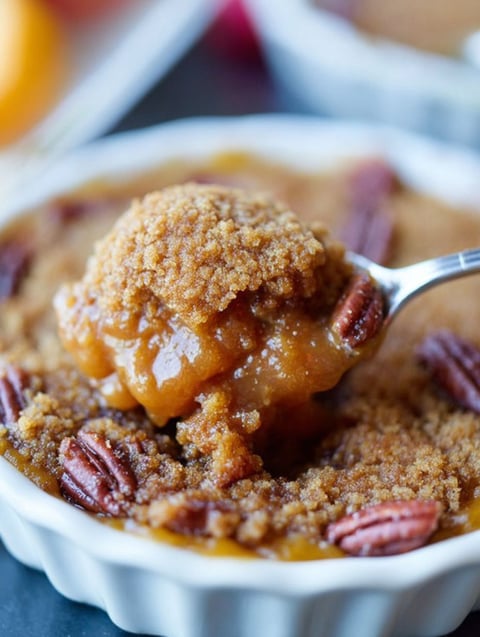 A spoonful of a dessert recipe.