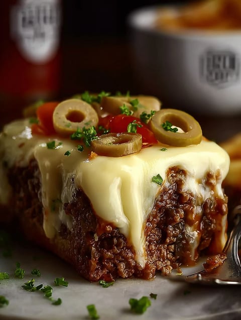 A recipe for a casserole with meat and cheese.