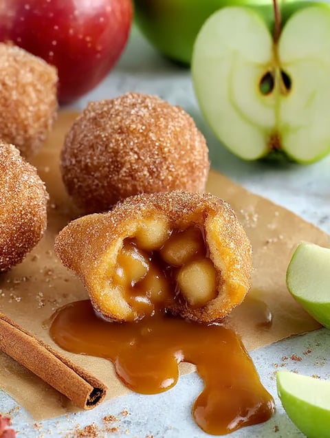 A recipe for doughnuts with caramel sauce.
