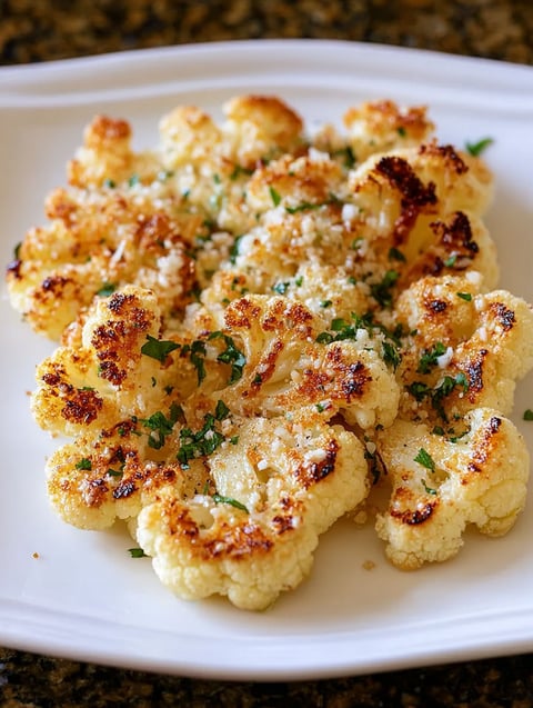 A plate of food with cauliflower on it.