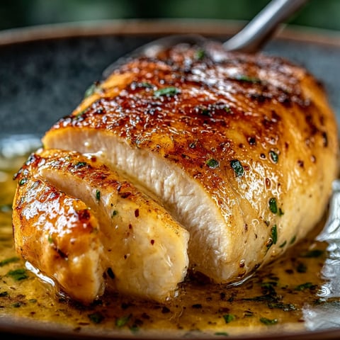 A piece of meat on a plate with a knife.