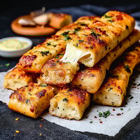 A stack of bread with cheese on top.