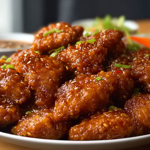 A plate of chicken wings with a sauce.