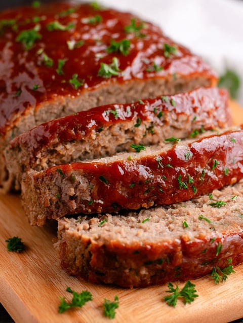 A recipe for meatloaf with a glaze.