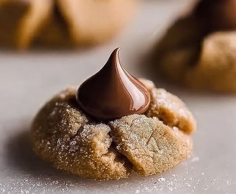 A cookie with a chocolate drizzle on top.