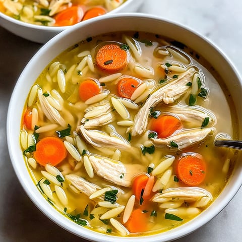 A bowl of soup with chicken and carrots.