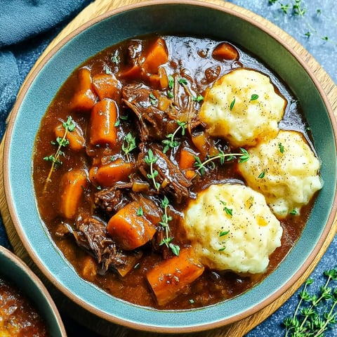 A bowl of stew with meat and vegetables.