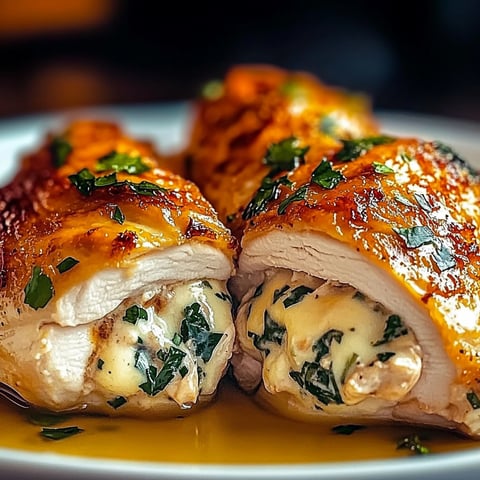 A plate of chicken with cheese and herbs.