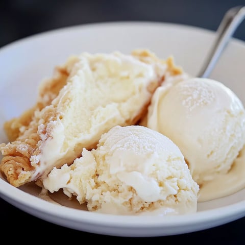 A bowl of pie and ice cream.