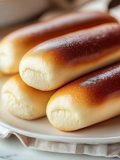 A plate of bread rolls.
